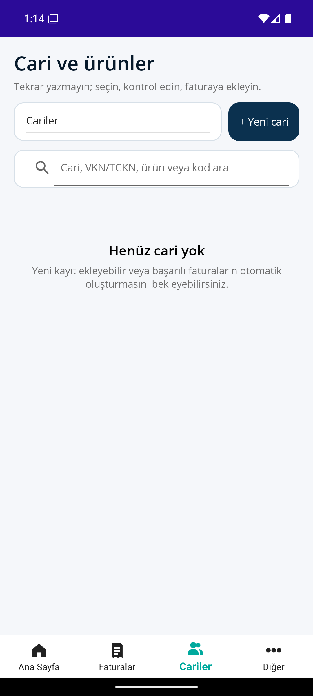 Ofisyon Fatura cari ve ürün listesi